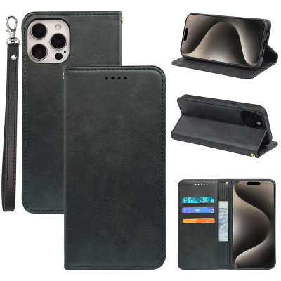 iPhone 13 Pro Max Case - Wallet Folio Flip Phone Case - Casebus Classic Wallet Phone Case, Leather Flip Purse, Magnetic Closure, with Card Slot Holder & Wrist Band, Shockproof - TERRY