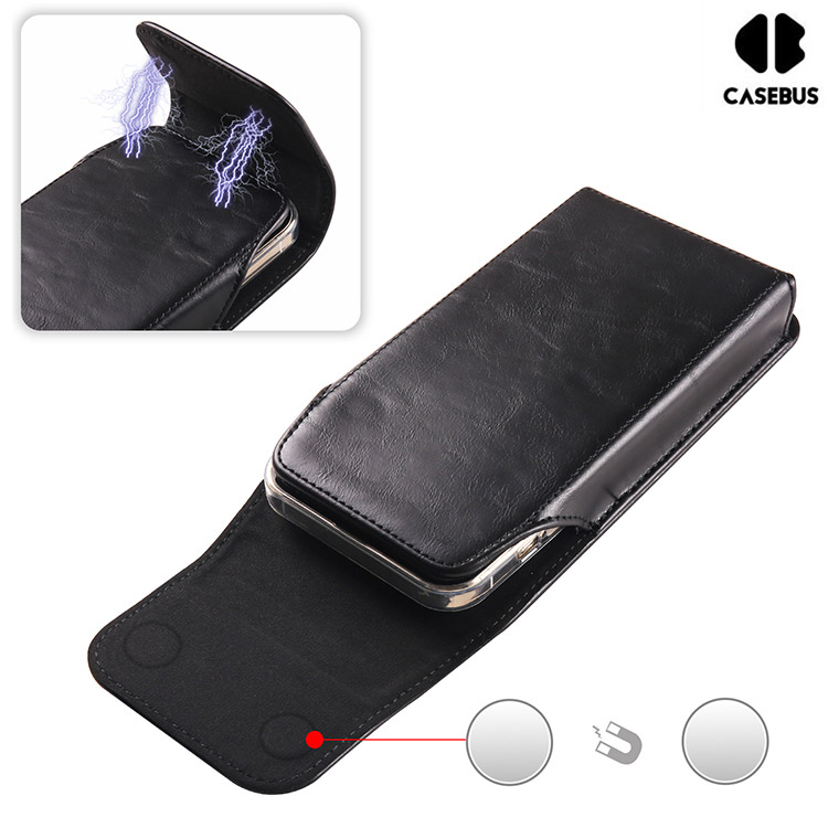 Custodia Per Telefono Da Cintura In Pelle - Porta Cellulare Universale Per Campeggio, Trekking, Viaggio (Nero, 4 Taglie)