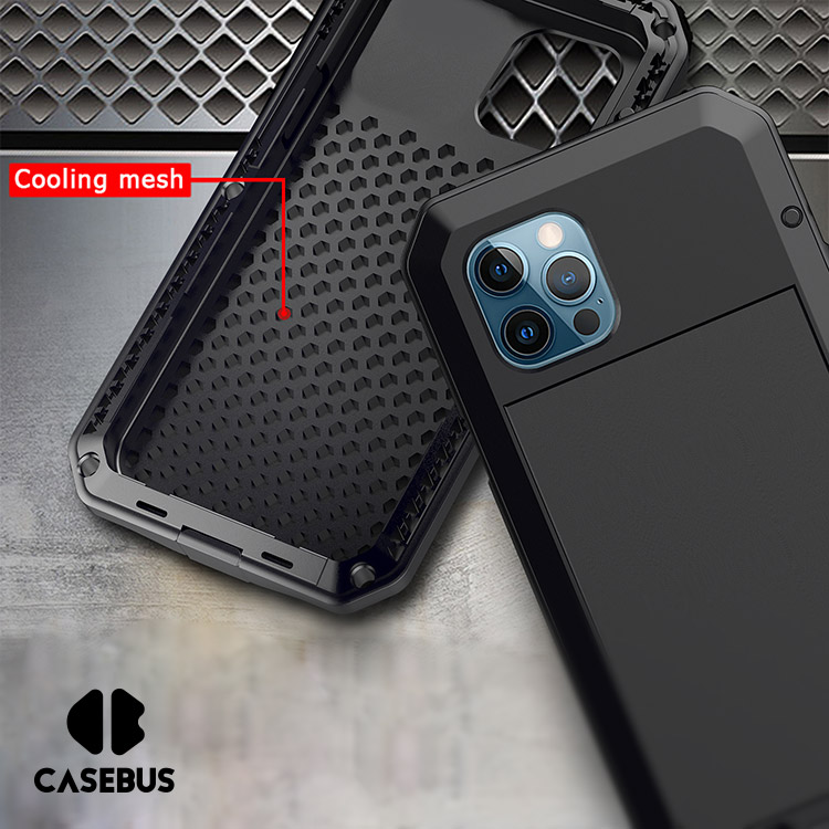 Casebus Samsung Galaxy S22 Ultra Metal Case - Heavy Duty - Shockproof Dustproof - with Screen Protector - Doom Tough Armor - Bumper Frame - Black