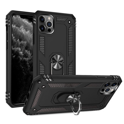 iPhone 12 Case - Heavy Duty Phone Case - Armor Built-in Magnetic Car Kickstand Rotating Ring Holder - AMADO