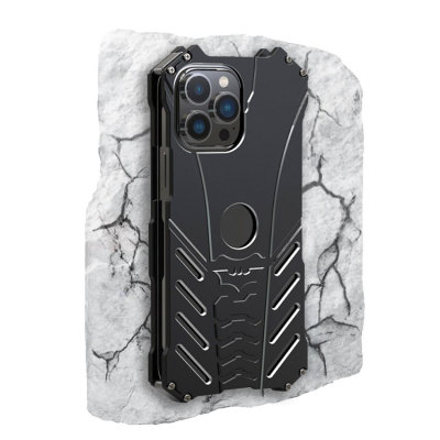 iPhone 15 Pro Max Case - Heavy Duty Metal Phone Case - Casebus Bat Style Metal Armor Phone Case, Luxury Tough Anti Fall Shockproof Aluminum Protective Skin Scratchproof Heavy Duty Back Case - BAT