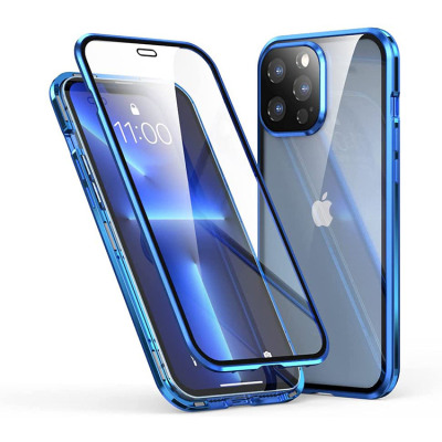 iPhone X/XS Case Casebus - Double Sided HD Clear Magnetic Phone Case - Built in Screen Protector Metal Bumper Frame 360 Full Protective Cover