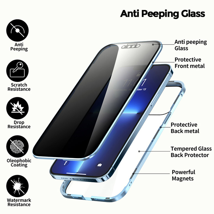 Galaxy S22 Ultra Case,Anti Peep Magnetic Adsorption Privacy Screen Protector Double Sided Tempered Glass Metal Bumper Frame Anti-peeping Phone Case