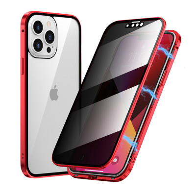 iPhone X/XS Case Casebus - Double Sided HD Clear Anti-Peep Magnetic Phone Case - Built in Privacy Screen Protector Metal Bumper Frame 360 Full Protective Cover
