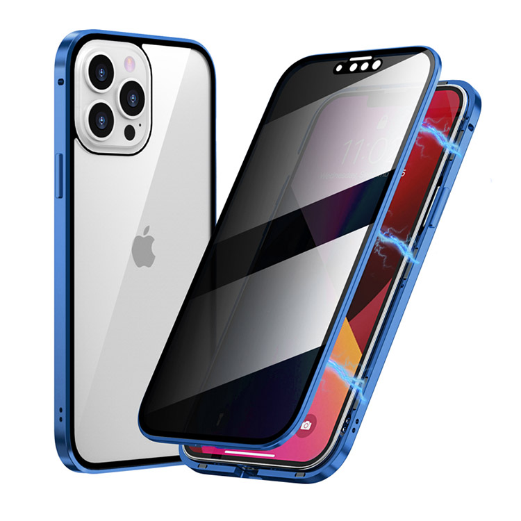 Casebus iPhone 14 Pro Max Case with Built in Screen Protector - Dual Layer Rugged Clear Bumper Case - Full Body Protective - Blue