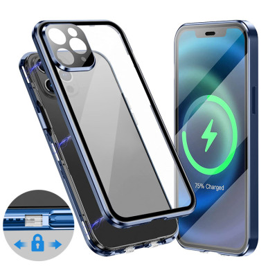 iPhone X/XS Case Casebus - Double Sided HD Clear Phone Case with Safety Lock - Built in Screen Protector Metal Bumper Frame 360 Full Protective Cover