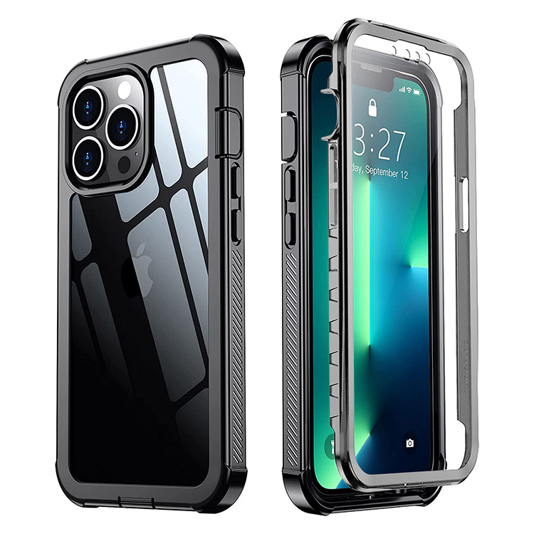 Casebus iPhone 12 Pro Max Case with Built in Privacy Screen Protector - Full Body Protective - Dual Layer Rugged Clear Bumper Case - Black