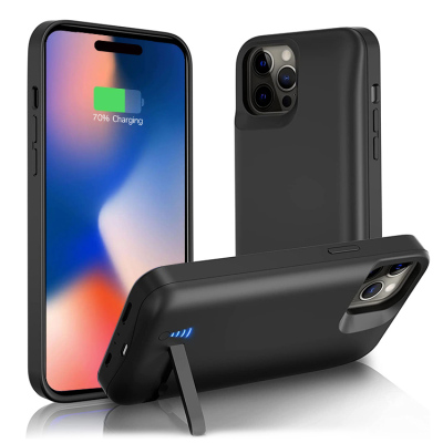 iPhone 12 Case - Battery Phone Case - Casebus Classic Battery Phone Case, Portable Charging Case with Kickstand, Support Wired Headphone, Priority Charging Rechargeable Backup Charger - BELVA