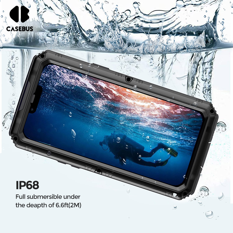 Casebus Samsung Galaxy S23 Ultra Waterproof Case with Built in Screen Protector - Metal Heavy Duty - Full Body Protective - Black - Defender Cover