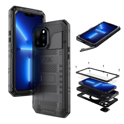 iPhone 15 Pro Case - Heavy Duty Metal Full Body Protection Waterproof Phone Case - Casebus Metal Waterproof Phone Case, with Built in Screen Protector, FullBody Protective Shockproof Heavy Duty Rugged Defender Cover - TITAN