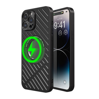 iPhone 15 Pro Max Case - Heavy Duty Phone Case - Casebus Heat Dissipation Phone Case Compatible With Magsafe, Supports Wireless Charging, Slim, Aluminum Alloy TPU, Drop Protection, Hollow Design Stylish & Practical Back Cover - ADRIEN