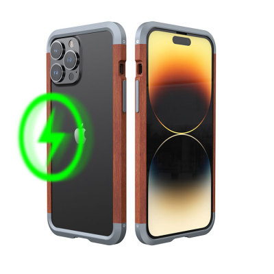 iPhone XR Case - Heavy Duty Phone Case - Casebus Classic Slim Wood Phone Case Compatible With MagSafe, Supports Wireless Charging, Wooden & Aluminum Bumper, Metal Frame Practical Shockproof Cover - MARKUS II