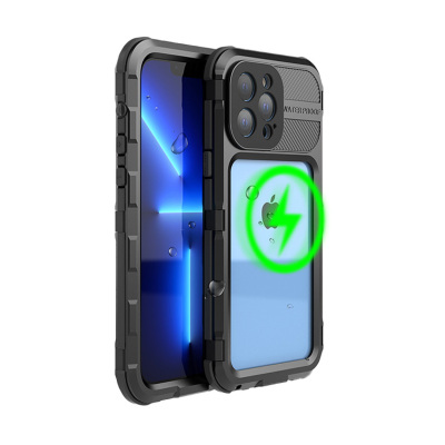 iPhone 13 Case - Heavy Duty Waterproof Phone Case - Casebus IP68 Waterproof Phone Case, Compatible with Magsafe, Built in Screen Protector, 14FT Shockproof, Rugged Metal Full Body Aluminum Cover - LOGAN