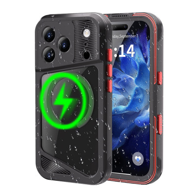 iPhone 17 Pro Max Case - Heavy Duty Waterproof Phone Case - Casebus IP68 Waterproof Phone Case, Compatible with Magsafe, Built in Screen Protector, 14FT Shockproof, Rugged Metal Full Body Aluminum Cover - LOGAN