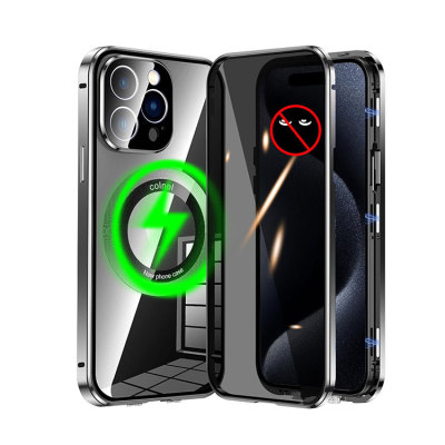 Samsung Galaxy A50 Case - Heavy Duty Full Body Protection Phone Case - Casebus Double Sided Privacy Magnetic Phone Case, Support Magsafe, Built in Privacy Screen Protector, 360° Metal Bumper Full Body Cover - EZRA