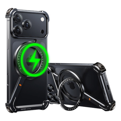 iPhone 13 Pro Max Case - Heavy Duty Phone Case - Casebus Heavy Duty Metal Phone Case, Z Shaped Frameless Design, Support MagSafe, with 360 Rotation Kickstand, Shockproof - FRANK