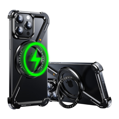 MacBook Air 15 (A3241/A2941/A3114) Case - Heavy Duty Phone Case - Casebus Heavy Duty Metal Phone Case, Z Shaped Frameless Design, Support MagSafe, with 360 Rotation Kickstand, Shockproof - FRANK