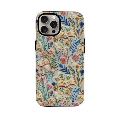 iPhone 15 Pro Case - Heavy Duty Phone Case - Casebus Fashion Flower Phone Case, Double Layer Hard Shell Protective Cover, Fall Prevention - MARIA