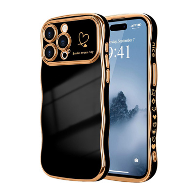 iPhone 8 Plus / 7 Plus Case - Heavy Duty Phone Case - Casebus Luxury Plating Phone Case, Heart Wave Shaped Curled Edge Design, Shockproof Protective Cover - JENNIFER