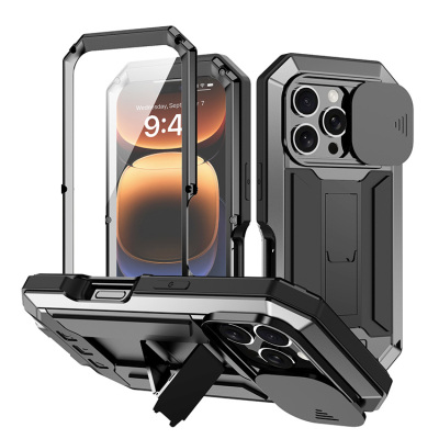 iPhone 14 Pro Max Case - Heavy Duty Phone Case - Casebus Full Body Metal Phone Case, with Built in Screen Protector & Slide Camera Cover, Heavy Duty Shockproof Protective - SKYLAR