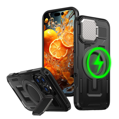 iPhone 8/7 Case - Heavy Duty Phone Case - Casebus Heavy Duty Phone Case, Support Magsafe, with Built in Metal Lens Cover Stand, Military Grade Shockproof Protective Cover - HOLLIS