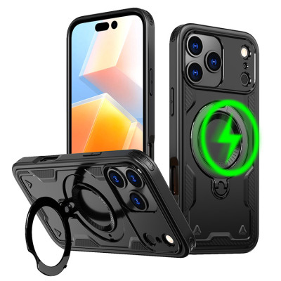 iPhone 13 Pro Max Case - Heavy Duty Phone Case - Casebus Magnetic Phone Case, Support Magsafe, with 360° Rotating Ring Kickstand, Heavy Duty Shockproof Protective Cover - EASTON