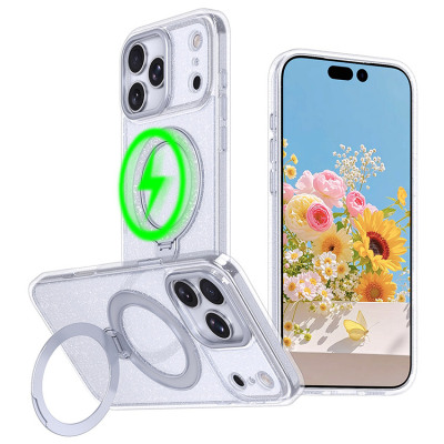 Samsung Galaxy S24 FE Case - Heavy Duty Glitter Phone Case - Casebus Glitter Magnetic Phone Case, Support Magsafe, 360° Rotating Kickstand, Sparkly Slim Shockproof Protective Cover - ELENA