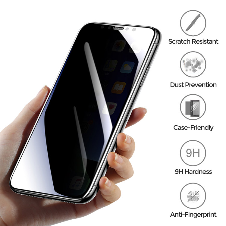 iPhone 11 Pro Max Privacy Screen Protector, iPhone Xs Max Privacy Screen  Protector, 2 Pack Anti Spy Private Case Friendly Anti-Scratch 9H Tempered