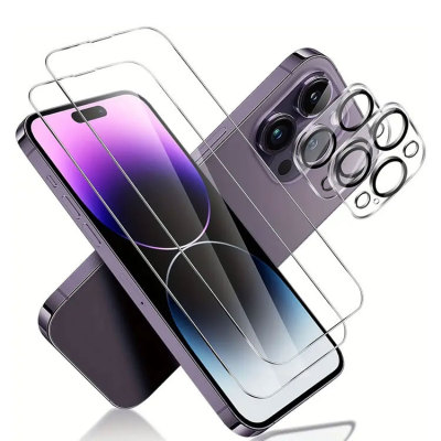4 in 1 - 2 PACK SCREEN FILM + 2 PACK LENS PROTECTOR SET for iPhone 14 Plus - For Mobile Phone, Anti Scratch, Advanced HD Clarity, Full Coverage