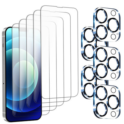 10 in 1 - 5 PACK SCREEN FILM + 5 PACK LENS PROTECTOR SET - For Mobile Phone, Anti Scratch, Advanced HD Clarity, Full Coverage