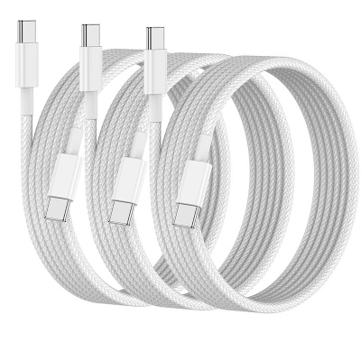 3 PACK USB C FAST CHARGING CABLE FOR IPHONE 16 / 15 SERIES  - Super Fast Charging, Type C to Type C Flat Braided Cable, 4.92-Foot
