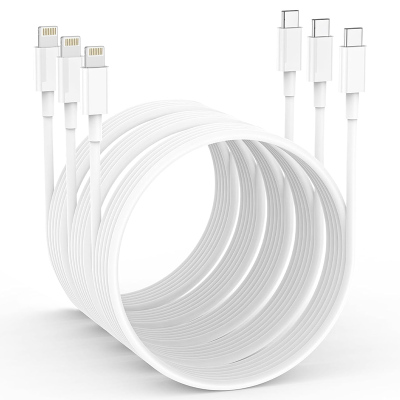 3 PACK USB C TO LIGHTNING CABLE for Samsung Galaxy A50 - Super Fast Charging Type C to Lightning Cable, 4.92-Foot, White, Compatible with iPhone / iPad Pro ( Note: This cable does not support iPhone 15 series ) 