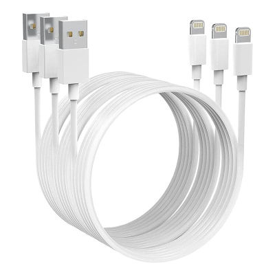 3 PACK LIGHTNING CABLE - Lightning to USB A Cable, 4.92-Foot, White, Compatible with iPhone / iPad Pro  ( Note: This cable does not support iPhone 15 series ) 