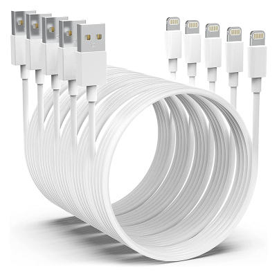 5 PACK LIGHTNING CABLE for Samsung Galaxy S20 Plus - Lightning to USB A Cable, 4.92-Foot, White, Compatible with iPhone / iPad Pro  ( Note: This cable does not support iPhone 15 series ) 