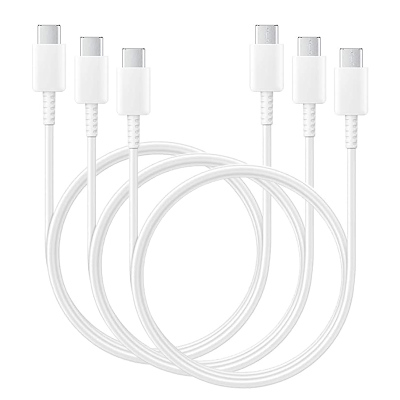 3 PACK USB C TO USB C CABLE for Samsung Galaxy S20 - Super Fast Charging, Type C to Type C Cable, for Samsung Galaxy & Other USB C Devices, 4.92-Foot, White