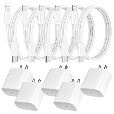 5 PACK 20W USB C WALL FAST CHARGER  - Casebus iPhone/iPad Charger, USB-C Charger 20W PD Wall Plug with 3.28FT USB-C to Lightning Cable Fast Charger for iPhone/iPad