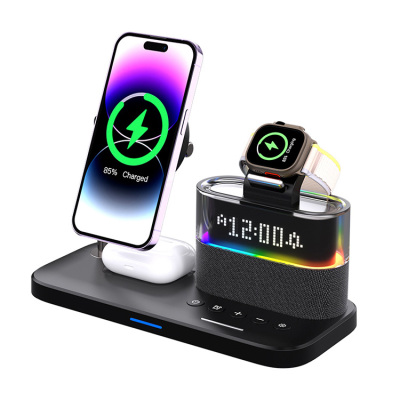 5 IN 1 WIRELESS CHARGER - Casebus 5 in 1 Wireless Charger, 23W Wireless Charging Station, for iPhone Samsung Galaxy Google Pixel etc, for iWatch, for AirPods, with Night Light & Alarm Clock
