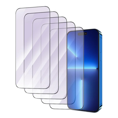 5 PACK ANTI BLUE LIGHT SCREEN PROTECTOR for iPhone 12 - For Mobile Phone, Edge to Edge Full Coverage, Anti Blue Light Tempered Glass Film, HD Clarity, Eye Protection, Anti Scratch, 5 Pack
