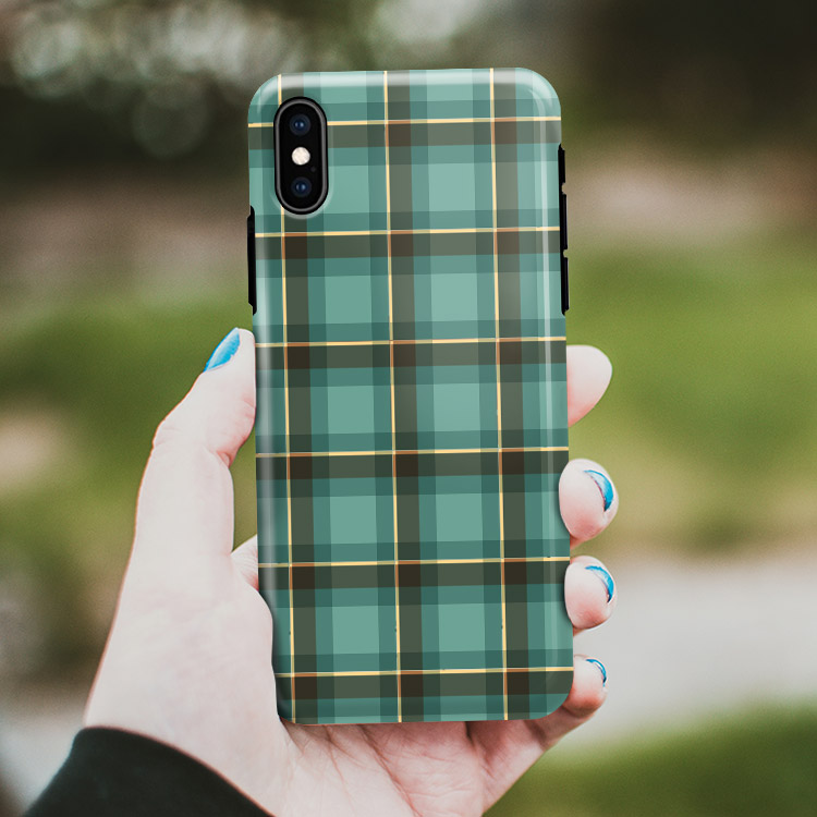 Cyan And Gold Plaid